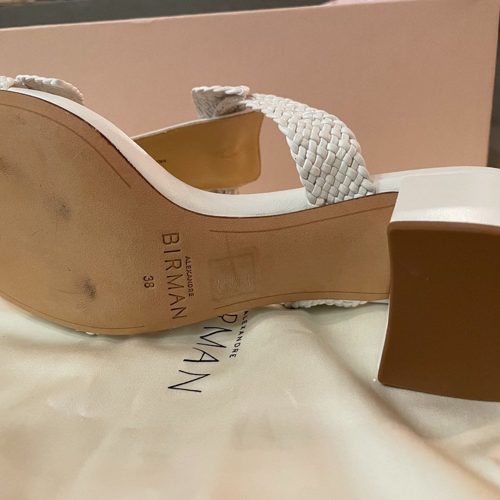 Alexandre Birman - White Clarita Woven Block Heels Size 8 - Picture 5 of 6